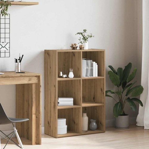 Bogreol/skænk 66×30×98 cm i konstrueret træ - egetræslook