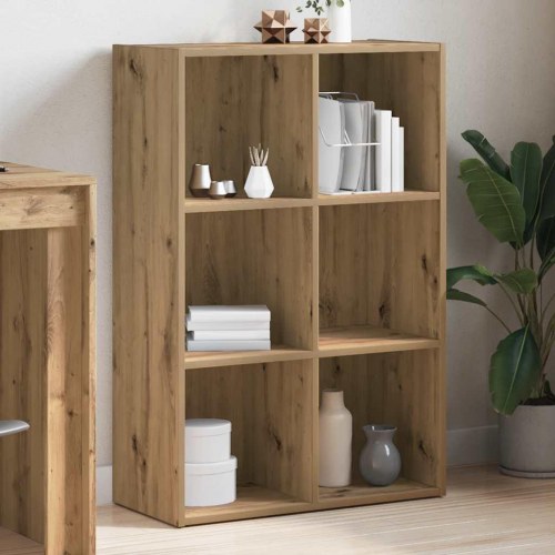 Bogreol/skænk 66×30×98 cm i konstrueret træ - egetræslook