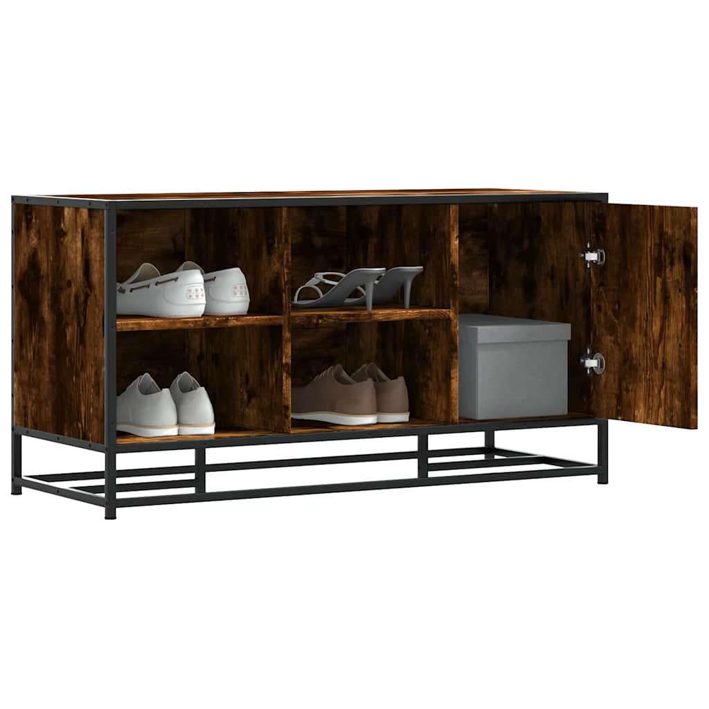 Skobænk 100x40x53 5 Cm Konstrueret Træ Metal Røget Egetræsfarve
