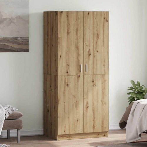 Klædeskab 80×52×180 cm i konstrueret træ - egetræslook