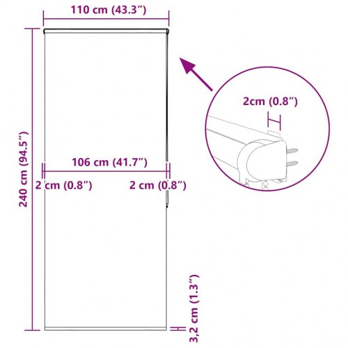 Bruserullegardin med kassette 110 x 240 cm - ornament