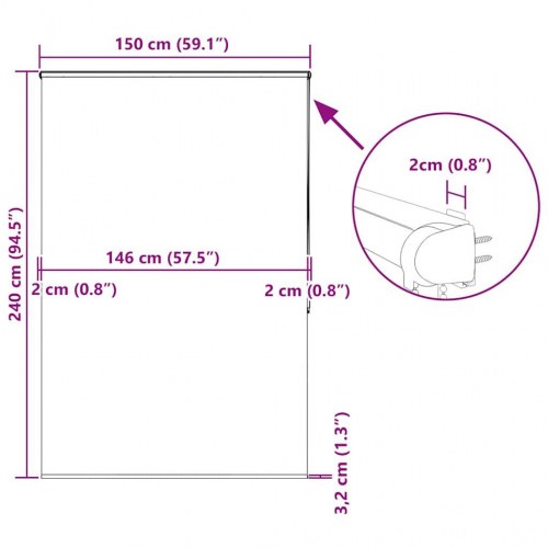 Bruserullegardin med kassette 150 x 240 cm - ornament