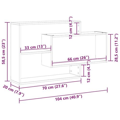 Væghylde 104x20x58,5 cm konstrueret træ egetræ