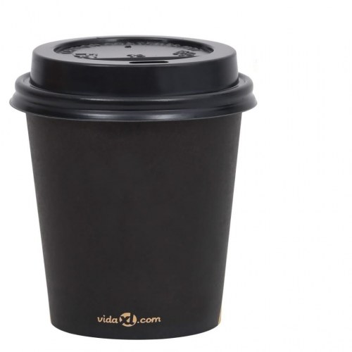 Papkrus med låg 100 stk. 200 ml sort