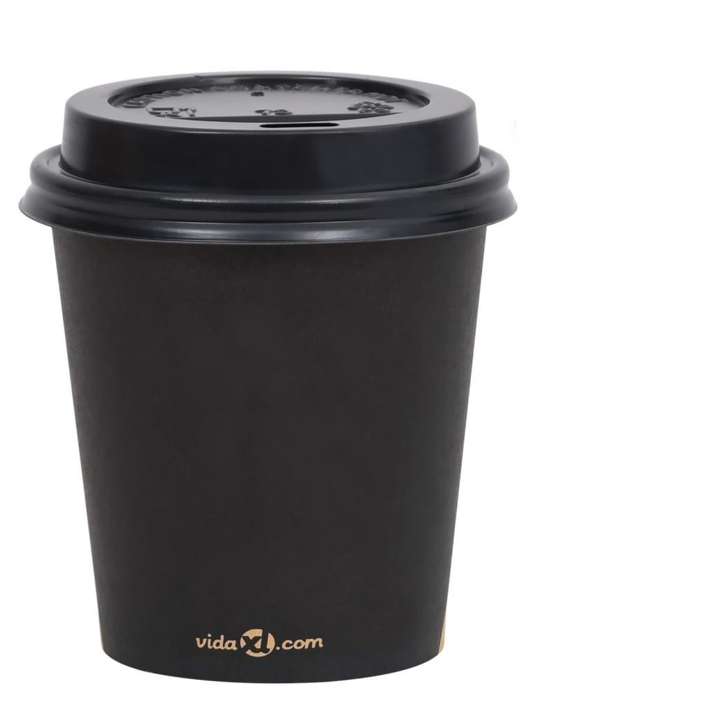 Papkrus med låg 100 stk. 200 ml sort