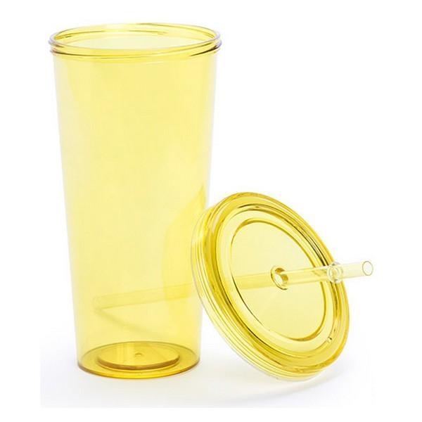 Kop med Sugerør (750 ml) 144874 Gul