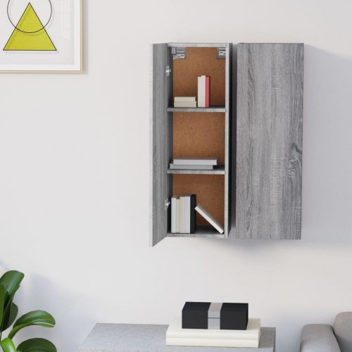 Væghængte tv-skabe 2 stk. 30,5 x 30 x 90 cm - grå sonoma-eg