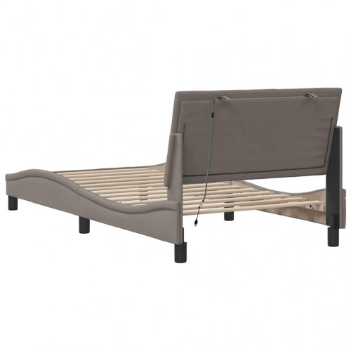 Sengeramme Hanko med LED og gavlpude 100 x 200 cm - Taupe