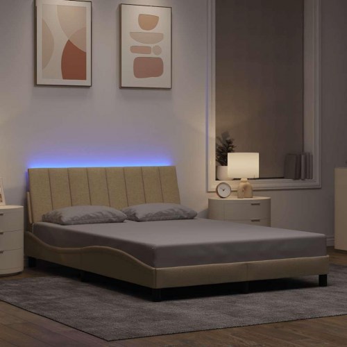 Sengeramme Hanko uden madras med LED - creme, 120 x 200 cm