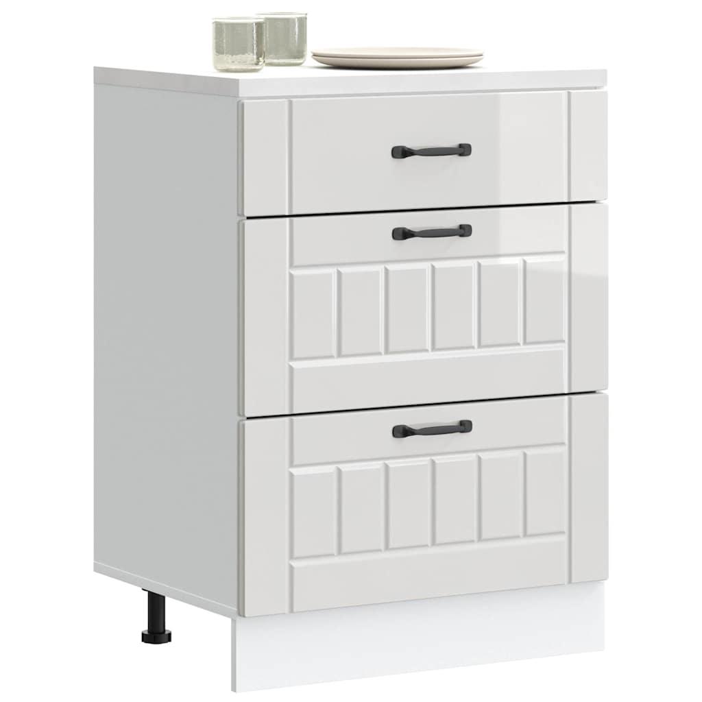 Køkkenunderskab "Lucca" højglans hvidt konstrueret træ