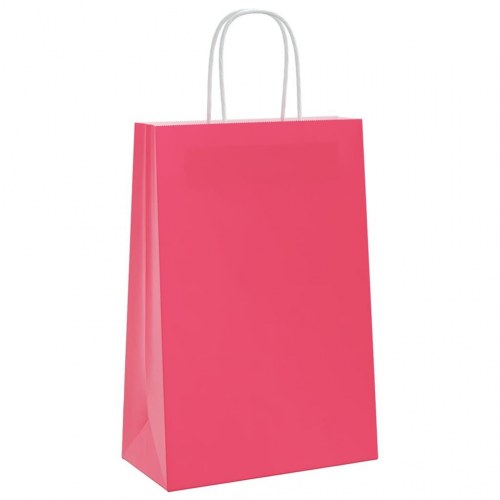 Papirposer med håndtag 50 stk. - 21×11×31 cm, lyserød