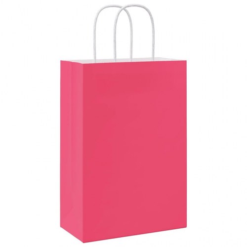 Papirposer med håndtag 50 stk. - 21×11×31 cm, lyserød