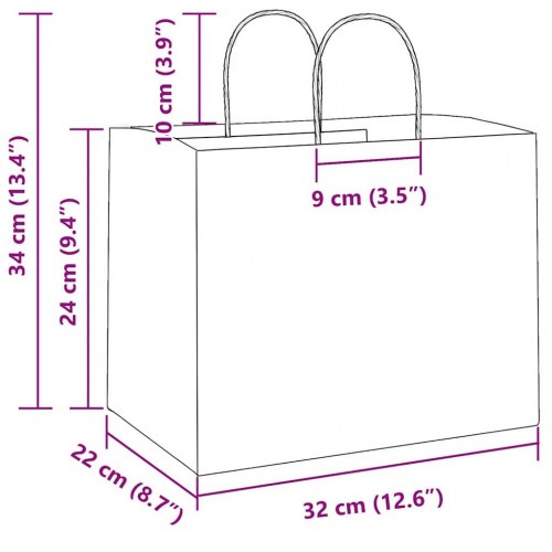 Papirposer 50 stk. med håndtag 32x22x24 cm gul