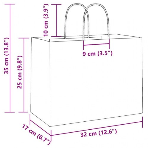Papirposer med håndtag 50 stk. 32 x 17 x 25 cm - gul