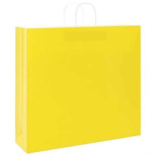 Papirposer med håndtag - 50 stk., 54 × 15 × 49 cm, gul