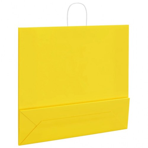 Papirposer med håndtag - 50 stk., 54 × 15 × 49 cm, gul