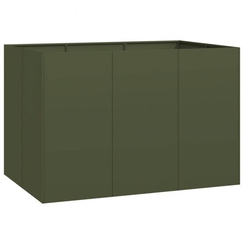 Plantekasse i stål 120 × 80 × 80 cm - olivengrøn