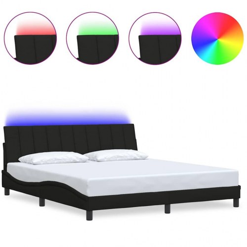 Sengeramme Hanko 180 x 200 cm med LED og gavlpude - sort