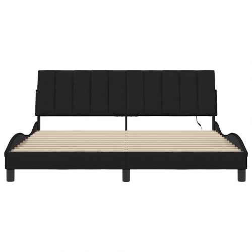 Sengeramme Hanko 180 x 200 cm med LED og gavlpude - sort