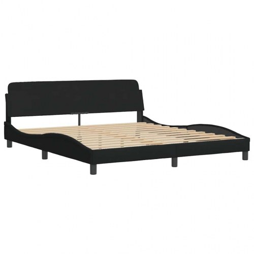 Sengeramme Hanko 180 x 200 cm med LED og gavlpude - sort