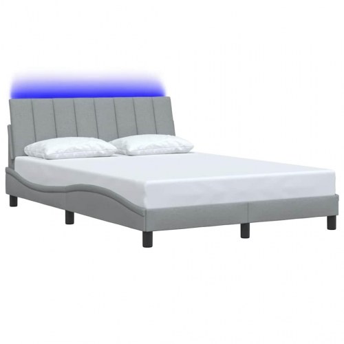 Sengeramme Hanko 140 x 190 cm med LED - lysegrå
