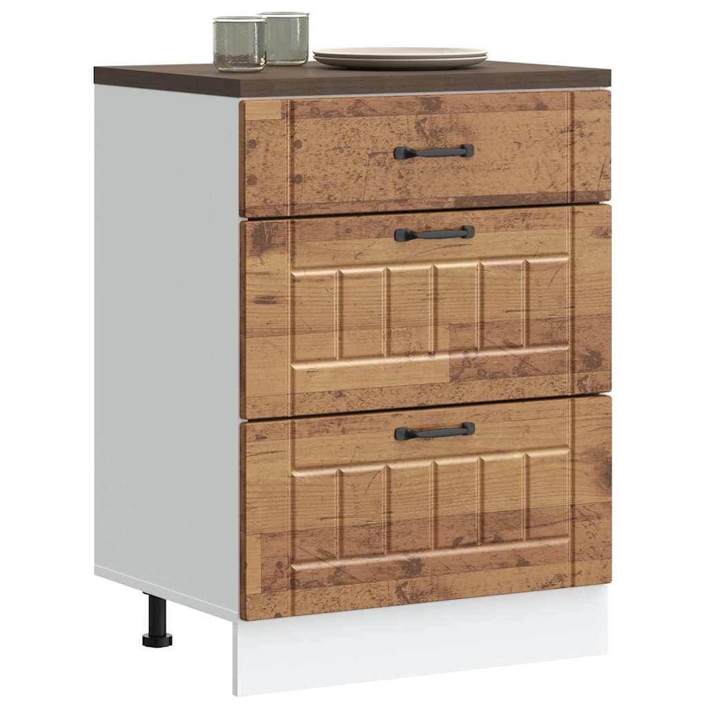 Køkkenunderskab Lucca - konstrueret træ, antikt træ, 60 cm