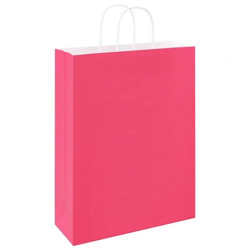 Papirposer med håndtag 50 stk. 32 x 12 x 42 cm - lyserød