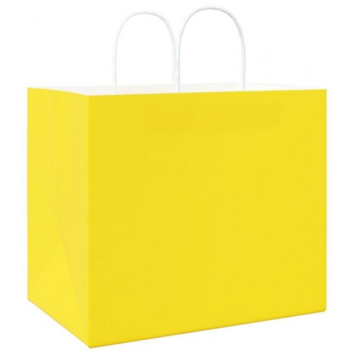 Papirposer med håndtag 50 stk. 32 x 22 x 28 cm - gul