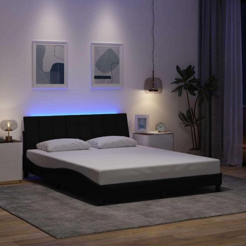 Sengeramme Hanko med LED uden madras 160 x 200 cm - sort