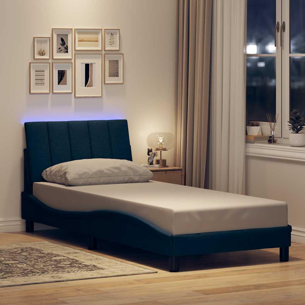 Sengeramme uden madras Hanko 90x200 cm stof blå