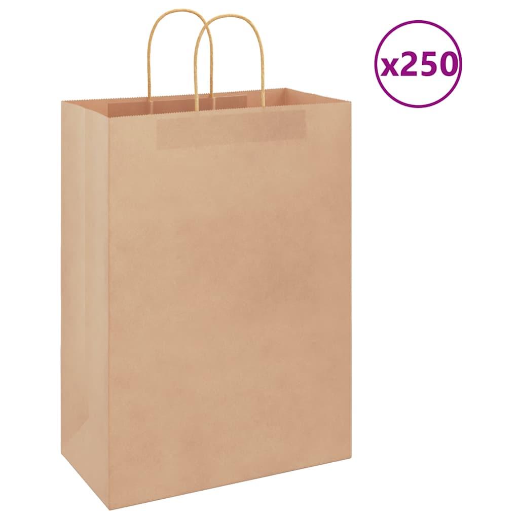 Kraftpapirposer 250 Stk. Med Håndtag 32x17x44 Cm Brun
