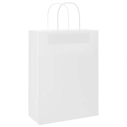 Papirposer med håndtag 50 stk. 26 x 12 x 35 cm - hvid