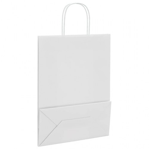 Papirposer med håndtag 50 stk. 26 x 12 x 35 cm - hvid
