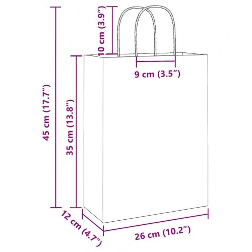 Papirposer med håndtag 50 stk. 26 x 12 x 35 cm - hvid