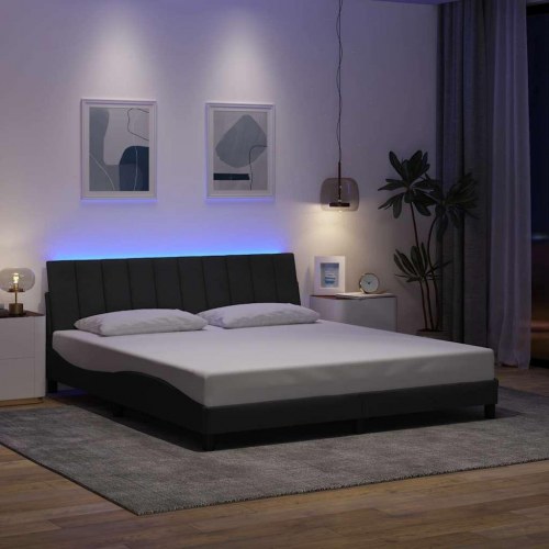 Sengeramme uden madras Hanko 180 x 200 cm med LED - mørkegrå