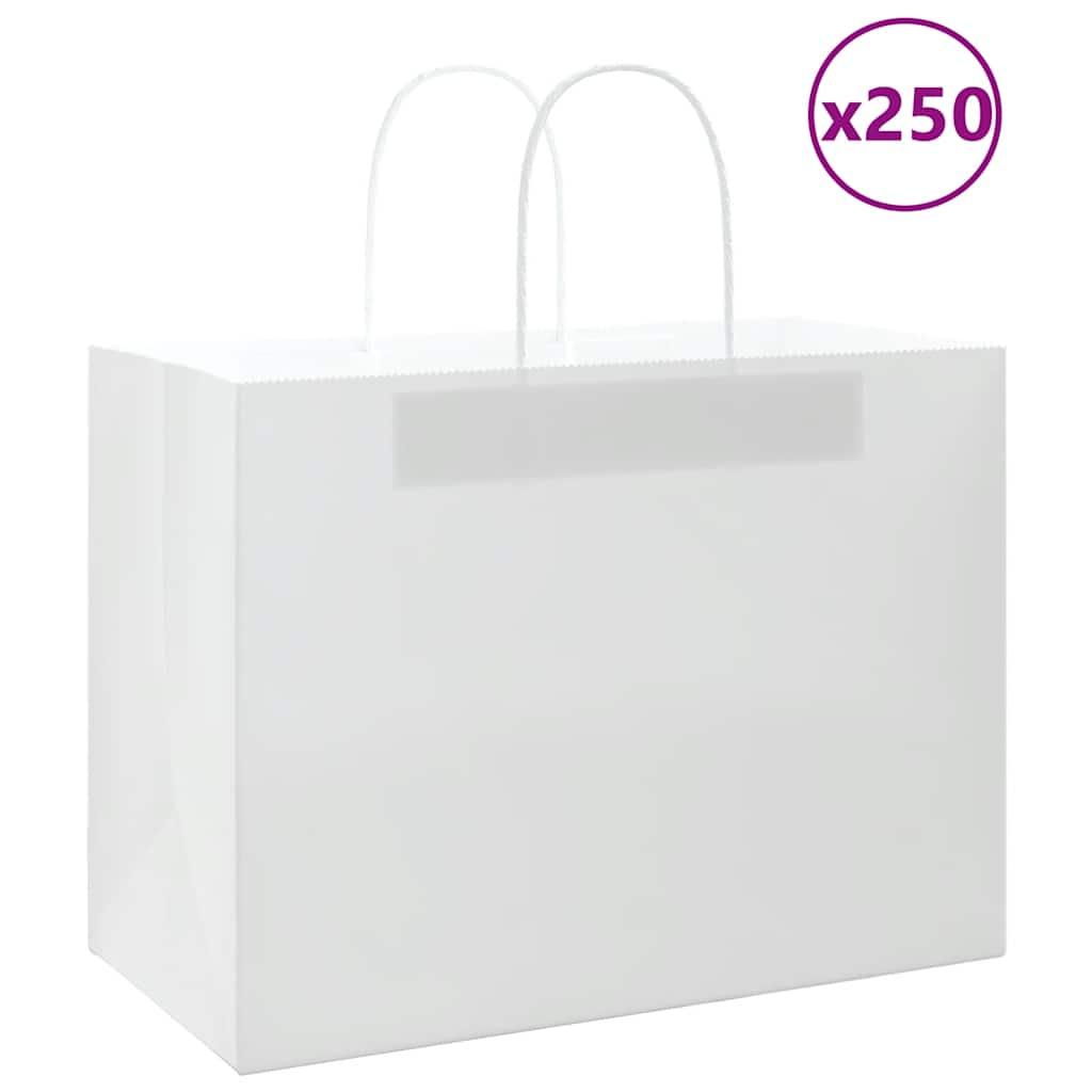 Kraftpapirposer 250 Stk. Med Håndtag 32x17x25 Cm Hvid