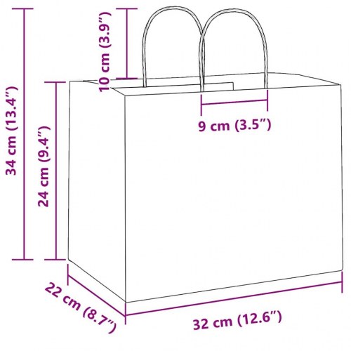 Papirposer 50 stk. med håndtag 32x22x24 cm hvid