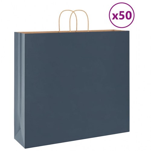Papirposer 50 stk. med håndtag 54x15x49 cm blå
