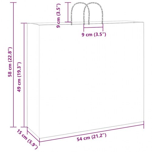 Papirposer 50 stk. med håndtag 54x15x49 cm blå