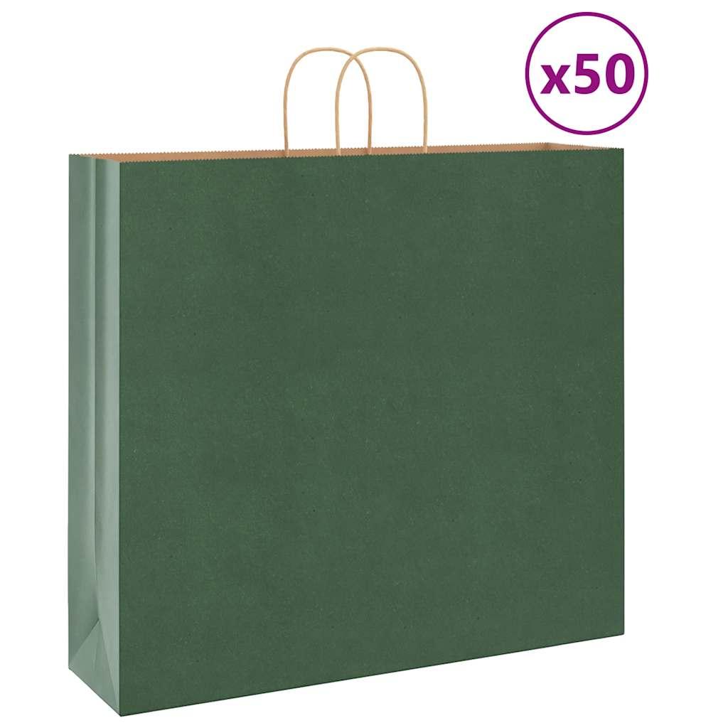 Papirposer 50 stk. med håndtag 54x15x49 cm grøn