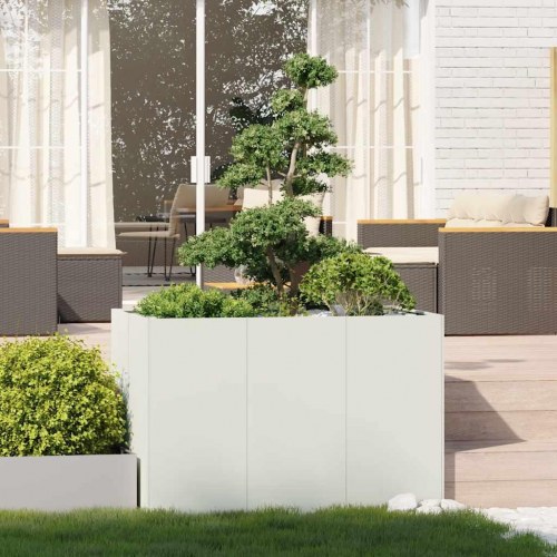 Plantekasse i stål 120 × 80 × 80 cm - hvid højbed/krukke