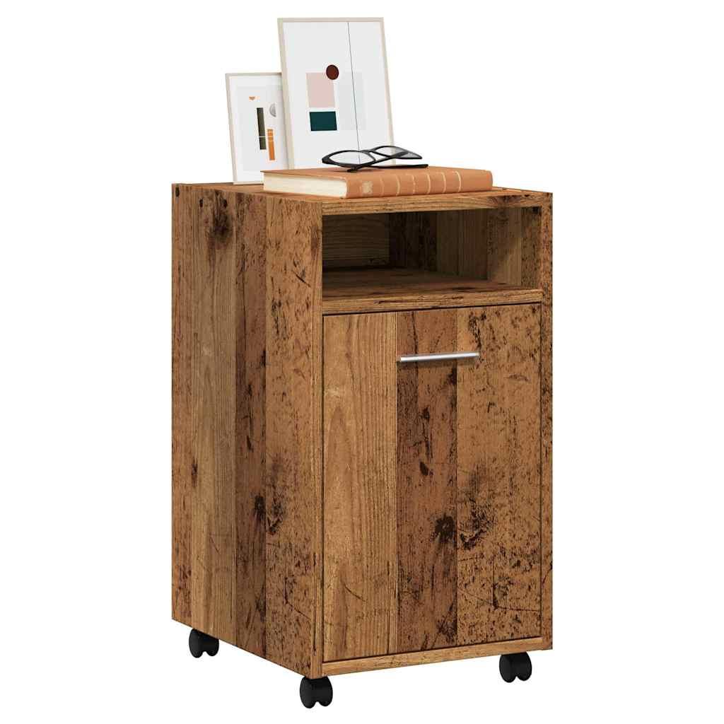 Sideskab Med Hjul 33X38X60 Cm Konstrueret Træ - Gammelt træ
