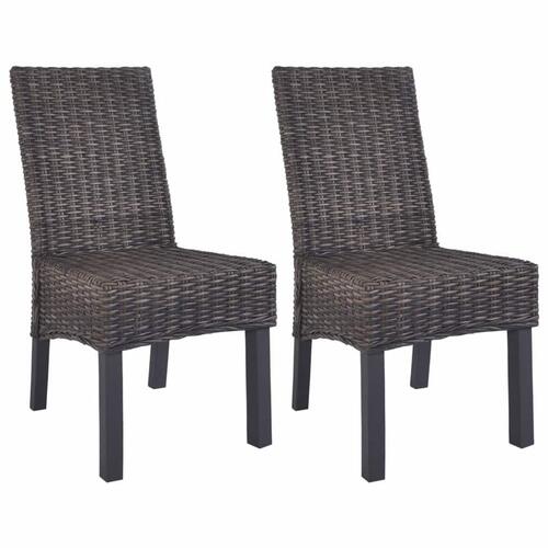 Spisebordsstole 2 stk. kubu-rattan og mangotræ brun