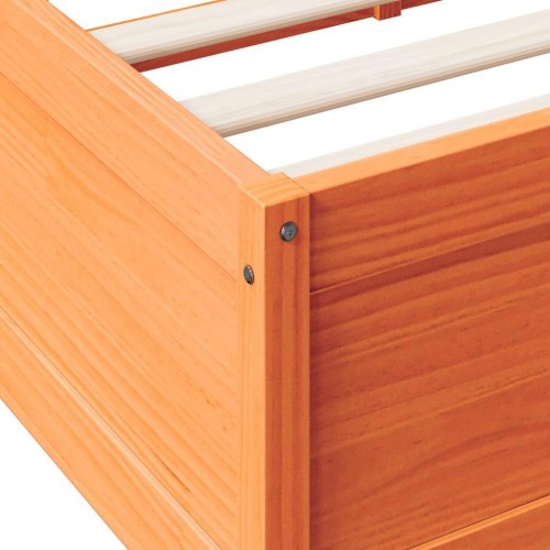 Seng med reol uden madras 160x200cm massivt fyrretræ gyldenbrun