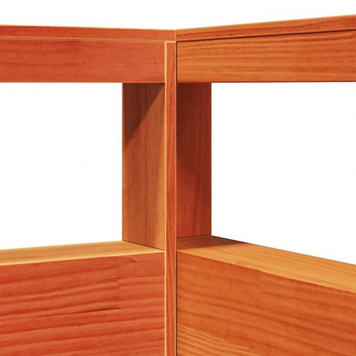 Seng med reol uden madras 160x200cm massivt fyrretræ gyldenbrun