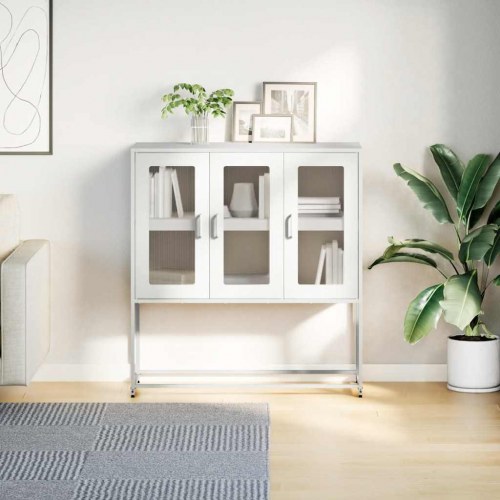 Skænk i koldvalset stål - hvid, 100,5 x 39 x 107 cm
