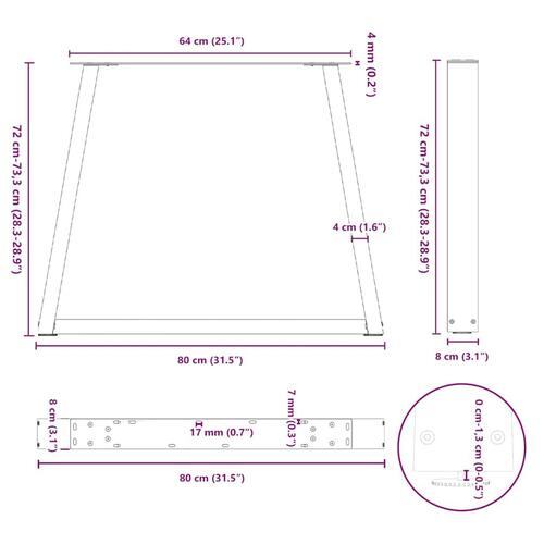 Spisebordsben V-form 2 stk Sort 80x(72-73,3) cm Stål