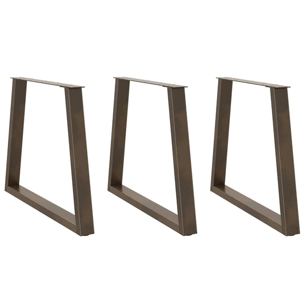 Spisebordsben V-formet 3 stk. naturstål 80x(72-73,3) cm stål