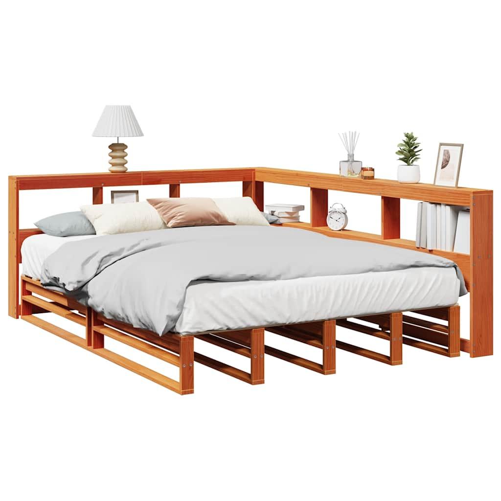 Seng Med Reol Uden Madras 135x190cm Massivt Fyrretræ Gyldenbrun