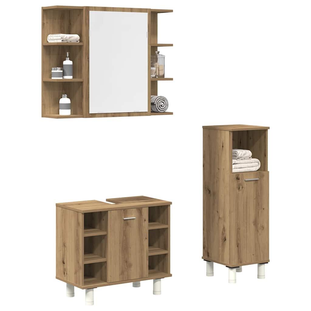 Badeværelsesmøbelsæt 3 Dele Konstrueret Træ - 1 / artisan eg